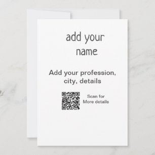 Simple minimal add your text name QR title Invitation