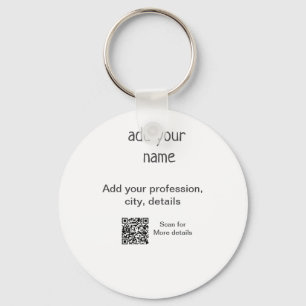 Simple minimal add your text name QR title Key Ring