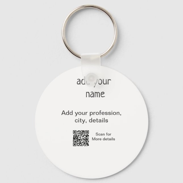 Simple minimal add your text name QR title Key Ring (Front)