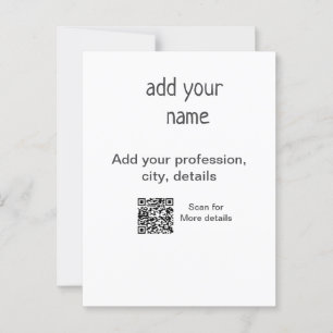 Simple minimal add your text name QR title Postcard