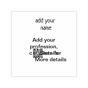 Simple minimal add your text name QR title Self-inking Stamp