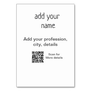 Simple minimal add your text name QR title Table Number
