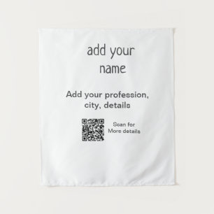 Simple minimal add your text name QR title Tapestry