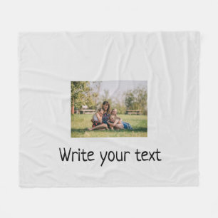 simple minimal add your text photo christmas fleece blanket
