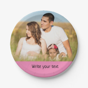 simple minimal add your text photo christmas p paper plate