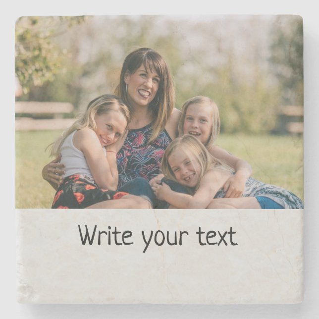 simple minimal add your text photo christmas    st stone coaster (Front)