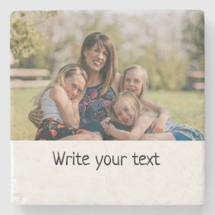 simple minimal add your text photo christmas    stone coaster