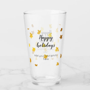 simple minimal add your text photo happy holidays glass