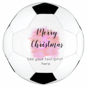 simple minimal add your text photo merry christmas soccer ball