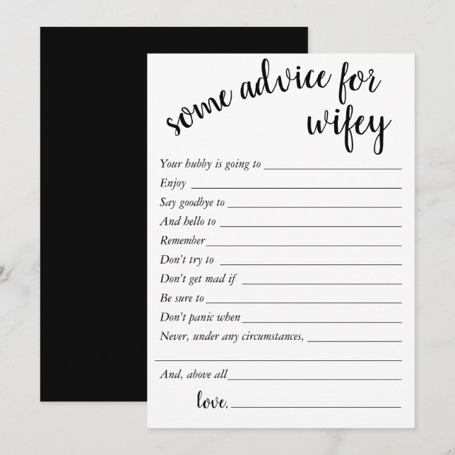 Simple Minimal Advice | Modern Wifey Keepsake Card (Front/Back)