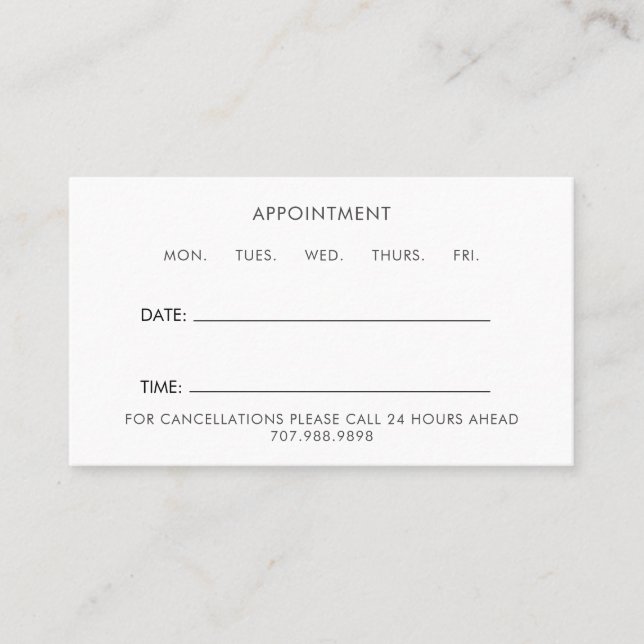 Simple Minimal Appointment Card Any Business (Front)