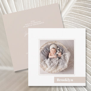 Simple Minimal Baby Photo Birth Announcement