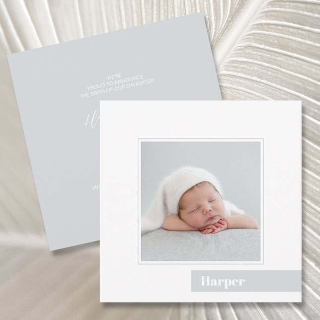 Simple Minimal Baby Photo Birth Announcement (Creator Uploaded)