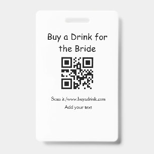 Simple minimal bachelorette buy a bride drink barc ID badge