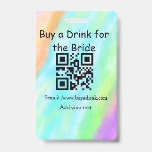 Simple minimal bachelorette buy a bride drink barc ID badge
