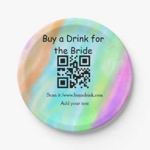 Simple minimal bachelorette buy a bride drink barc paper plate