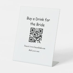 Simple minimal bachelorette buy a bride drink barc pedestal sign