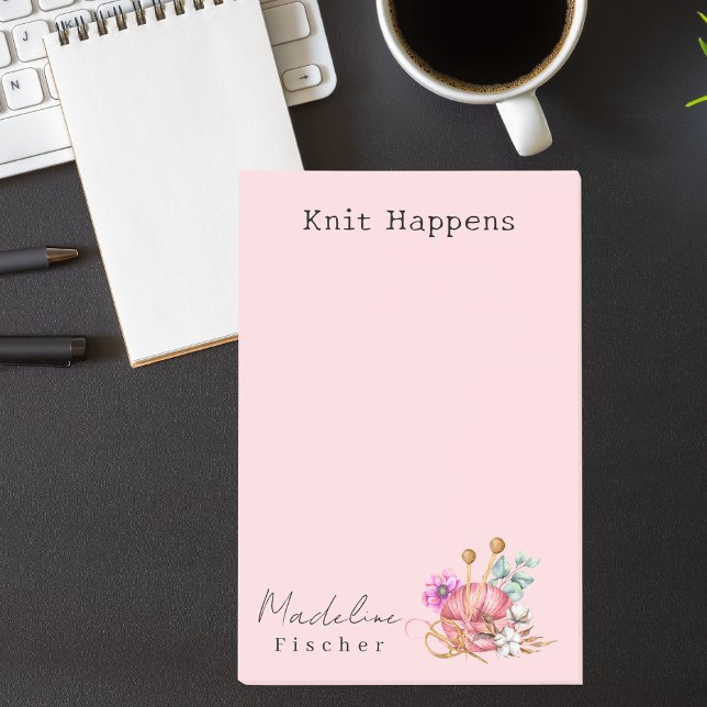 Simple Minimal Basic Pink Knitting  Post-it Notes (Creator Uploaded)