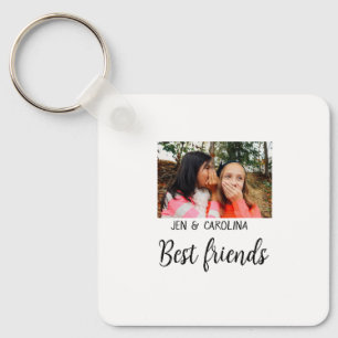 simple minimal best friends name add photo text le key ring