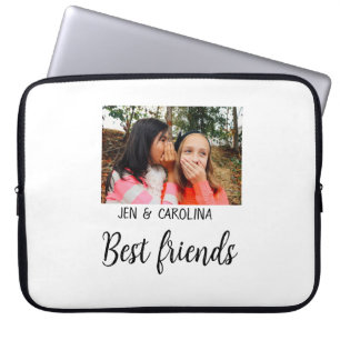 simple minimal best friends name add photo text le laptop sleeve