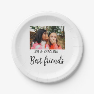 simple minimal best friends name add photo text le paper plate