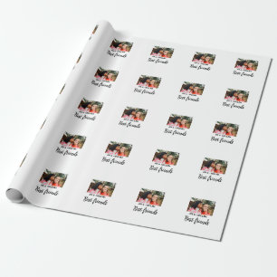 simple minimal best friends name add photo text le wrapping paper