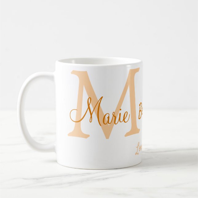 simple minimal best Grandma ever orange monogram Coffee Mug (Left)
