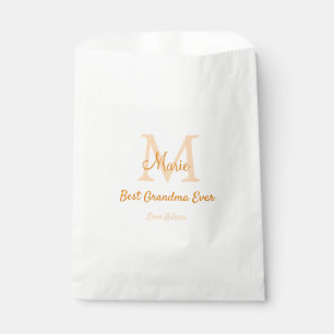 simple minimal best Grandma ever orange monogram Favour Bags