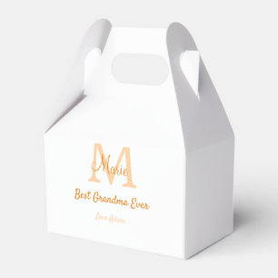 simple minimal best Grandma ever orange monogram Favour Box