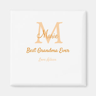 simple minimal best Grandma ever orange monogram Magnet