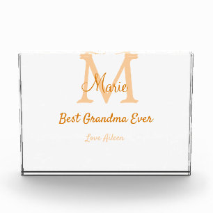 simple minimal best Grandma ever orange monogram Photo Block