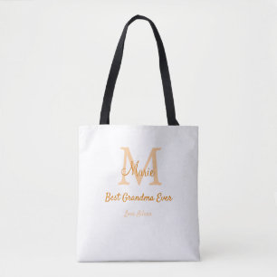 simple minimal best Grandma ever orange monogram Tote Bag