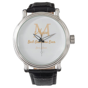 simple minimal best Grandma ever orange monogram Watch