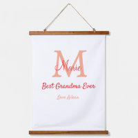 simple minimal best Grandma ever red monogram text