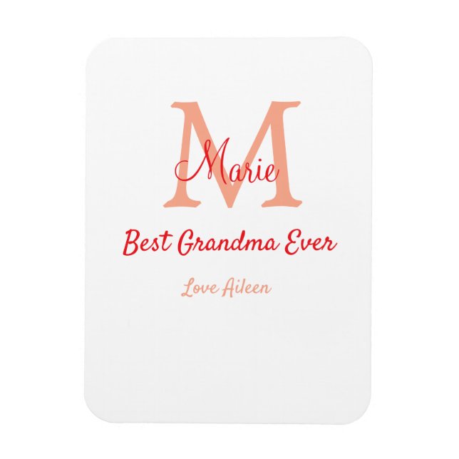 simple minimal best Grandma ever red monogram text Magnet (Vertical)