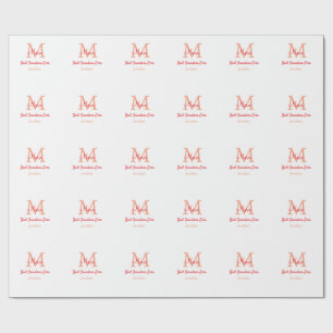 simple minimal best Grandma ever red monogram text Wrapping Paper