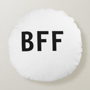 Simple minimal BFF best friends family custom name Round Cushion