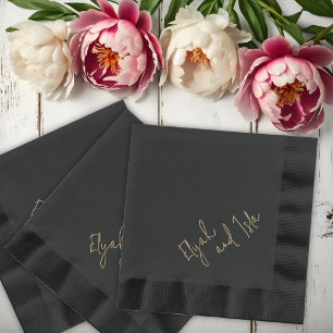 Simple Minimal Black and Gold  Foil Napkins