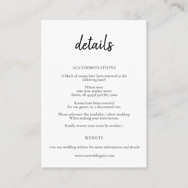 Simple Minimal Black And White Calligraphy Enclosure Card (Front)