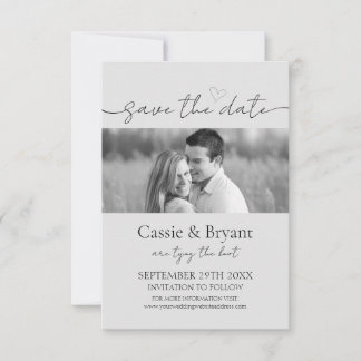 Simple Minimal Black and White Photo Save the Date