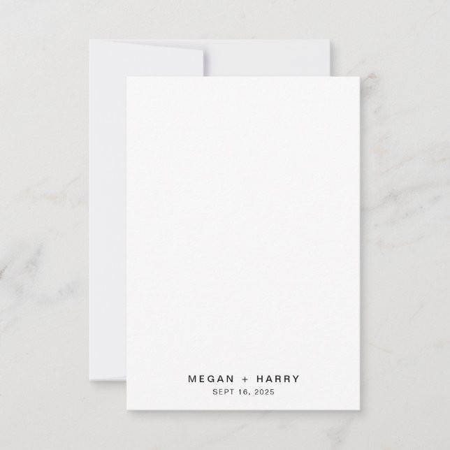 Simple Minimal Black and White Wedding Thank You Card (Front)