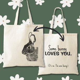 Simple Minimal Black Easter Bunny Tote Bag