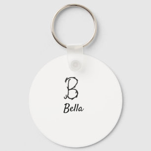 Simple minimal black monogram letter B add name T Key Ring