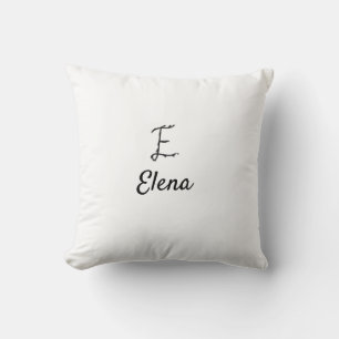 Simple minimal black monogram letter E add name   Cushion