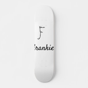 Simple minimal black monogram letter F add name Skateboard