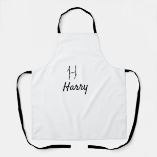 Simple minimal black monogram letter H add name Apron