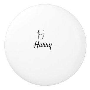 Simple minimal black monogram letter H add name Ceramic Knob