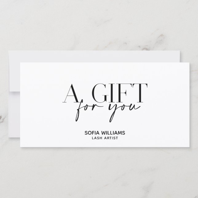Simple Minimal Black White Certificate Gift Card (Front)