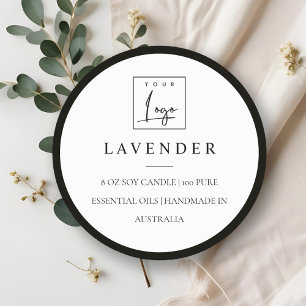 Simple Minimal Black & White Logo Candle Label