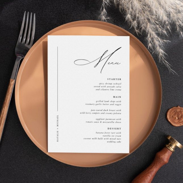 Simple Minimal Black & White Modern Wedding Table Menu (Creator Uploaded)